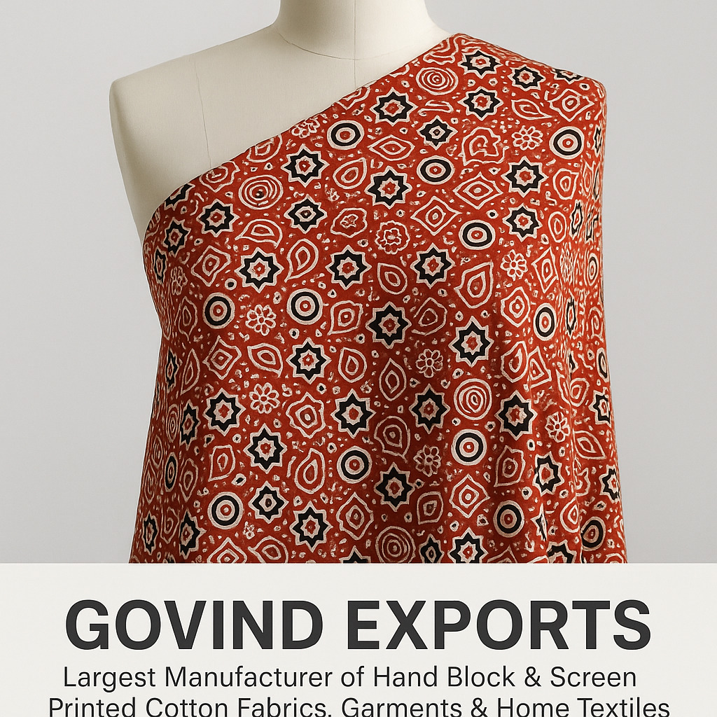 Ajrak Print cotton Fabrics manufcherer